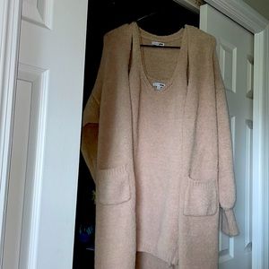 A nude dress & Cardigan set